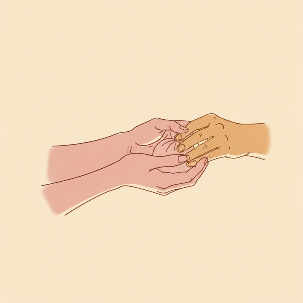 Two gentle hands holding a small bundle